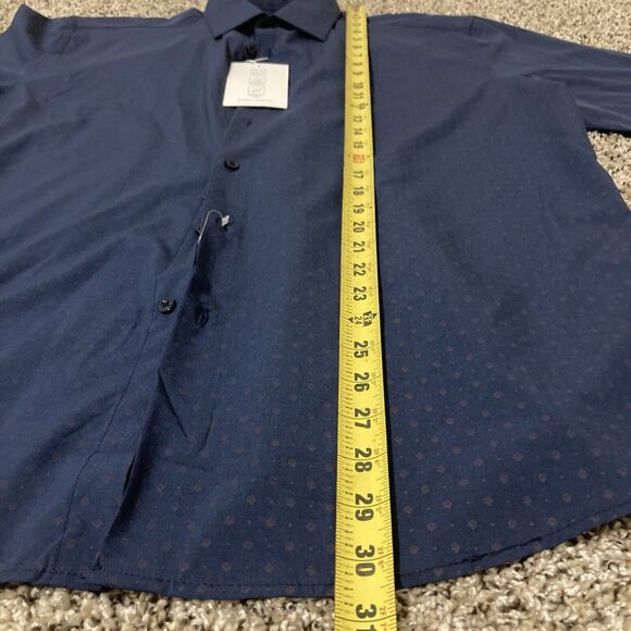 Lucky Brand Mens Button Up Shirt XL 34/35 17-17.5 Slim Fit Stretch Navy Blue - Picture 6 of 13